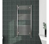 (1200x600mm, Chrome) NRG Curved Central Heating Towel Rail Bathroom Heated Rad Radiators Ladder Warmer