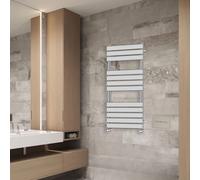 (1200x600mm) NRG Flat Panel Heated Towel Rail Bathroom Rad Radiator Chrome