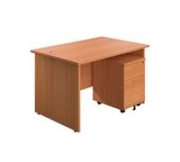 1200X800 Panel Rectangular Desk Beech + 2 Drawer Ped