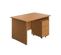 1200X800 Panel Rectangular Desk Nova Oak + 3 Drawer Ped