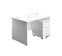 1200X800 Panel Rectangular Desk White + 2 Drawer Ped