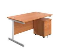 1200X800 Rectangular Desk Beech - White & 2 Drawer Pedestal Bundle