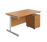 1200X800 Rectangular Desk Nova Oak - White & 3 Drawer Pedestal Bundle