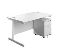 1200X800 Rectangular Desk White - White & 2 Drawer Pedestal Bundle