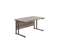 1200x800 Twin Upright Rectangular Desk Grey Oak-Black