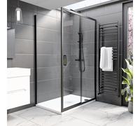 1200x800mm Black 8mm Glass Rectangular Sliding Shower Enclosure - Pavo