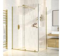 1200x800mm Brushed Brass 8mm Glass Rectangular Frameless Sliding Shower Enclosure - Denver