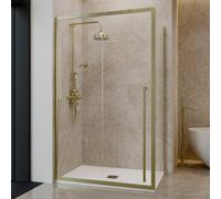 1200x800mm Brushed Brass 8mm Glass Rectangular Shower Enclosure with Extended Handle - Pavo