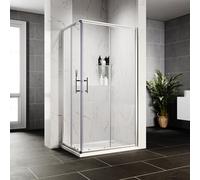 (1200x800x1850mm) ELEGANT Silver Shower Enclosure Corner Entry Double Sliding Door Left And Right Installation With Shower Tray