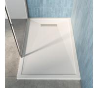 1200x900mm Rectangular 25mm Slimline White Stone Resin Shower Tray Cascade