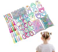 1207 Pcs Hair Accessories Set,Colorful Flower Bows Baby Girls Hair Ties Elastic Rubber Hair Bands Ponytail Holders Snap Hair Clips Small Claw Clips for Infants Toddlers Kids (Multi-colored A)