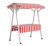 120cm 150cm Foldable Street Food Cart with Awning/Tablecloth, Market Stall Display Stand Portable/Selling Booth, Farmers Market Kiosk for Events/Promotions/Advertisements(Red,60cmx130cm)