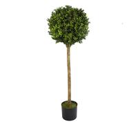 Artificial Boxwood Buxus Ball Topiary Tree 120Cm 4Ft Real Wood Trunk Realistic Botanik
