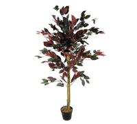 Leaf Design 120cm (4ft) Artificial Dark Red Green Ficus Plant (XL)