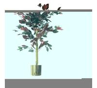 120cm (4ft) Artificial Red Ficus Tree With Gold Metal Planter