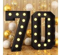 120CM/4FT Black Frame Light Up Number 70, Marquee Light Up Numbers, Mosaic Giant Marquee LED Light, Anniversary Party Decorations, Birthday Wedding DIY Decor