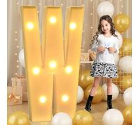 120cm-4ft Giant LED Light Up Letter W, Mosaic Marquee Light Up Sign, LED Letters Lamps for Valentine's Day Birthday Christmas New Year