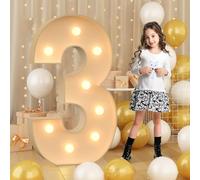 120cm-4ft Giant LED Light Up Numbers 3, Mosaic Marquee Light Up Sign, LED Number Lamps for Valentine's Day Birthday Christmas New Year