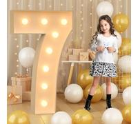 120cm-4ft Giant LED Light Up Numbers 7, Mosaic Marquee Light Up Sign, LED Number Lamps for Valentine's Day Birthday Christmas New Year