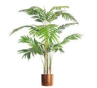 Leaf 120Cm (4Ft) Premium Artificial Areca Palm With Pot With Copper Metal Planter, Green