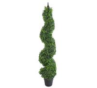 120cm (4ft) Tall Artificial Boxwood Tower Tree Topiary Spiral Metal Top LEAF-71607164