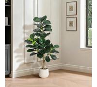 120cm Artificial Fiddle Leaf Fig Tree, Realistic Faux Ficus Lyrata Plant with Upgraded Shaped Leaves & Natural Textured Trunk, Artificial Plant for Living Room, Office, Bedroom Indoor Outdoor