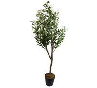 Leaf Design UK Black Plastic Pot, 120cm Artificial Natural Look Olive Tree with Wooden Trunk