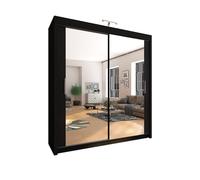 (120cm, Black) Chicago Sliding Mirror Door Wardrobe For Bedroom