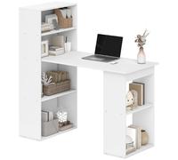 HomCom Computer Desk Bijou - 120L x 55D x 120H cm - Bookshelf 6 Shelves - White