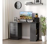 120cm Computer Desk Writing PC Table Workstation Laptop w/ 3 Shelf & Drawers HOMCOM Black One Size