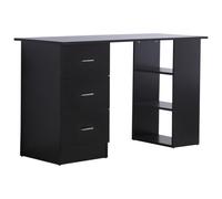 120cm Computer Desk Writing Table PC Workstation Study Laptop Stationery w/ 3 Shelf & Drawers Black