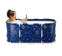 120cm Foldable Bathtub for Adults & Kids, Extra Wide Freestanding Soaking Tub with Reinforced Plastic Frame, Portable Collapsible SPA Tub for Bathroom/Outdoor, Deep Relaxation Soaker (B)