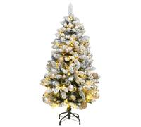 120cm Height Collapsible Artificial Christmas Tree, 388 PVC Tips, 150 LED Lights with 8 Modes, Rose Gold Flocked Balls for Holiday Indoor
