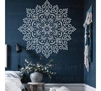 120cm Huge Giant Mandala Ceiling Indian Arabic Ethnic Round Stencil for Walls Large Template Reusable Stencils Decor Furniture Paint Big Decoration Frames The Seeds Tile Templates to Mandala