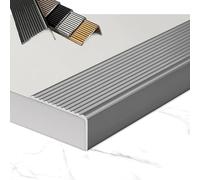 120cm L-Shaped Corner Protector for Stairs, Aluminum Edge Profile, Waterproof Stair Nosing Strip, Gray, Ideal for Home Safety, Anti-Slip Design