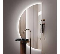 120cm LED Lighted Makeup Mirror Round Wall Mounted 3 Color Temperatures ss Modern Bathroom Mirror 80x40cm Right Cut Lighting