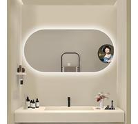 120cm LED Makeup Mirror Anti-Fog Wall-Mounted Full-Length Bathroom Mirror Adjustable Brightness in 3 Colors Stylish Oval Design (70 * 120cm)