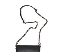 120cm long Handbag Chain Strap, WJUAN PU Leather Chain Strap, Long Bag Chain Strap Apply to Women Handbags Shoulder Bag Purses (Bright Black Chain and Black Leather)
