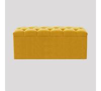 120Cm Luna Chesterfield Ottoman Storage Box - Mustard Gold Plush Velvet Upholstered Blanket Box