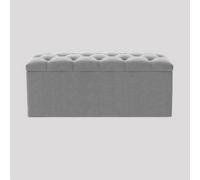 120Cm Luna Chesterfield Ottoman Storage Box - Silver Plush Velvet Upholstered Blanket Box