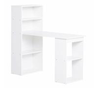 120cm Modern Computer Desk Bookshelf Study Table Workstation PC Laptop Writing Home Office 6 Shelves White