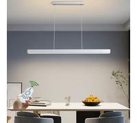 120cm Modern Linear LED Pendant Light Dimmable Remote Control Hanging Lamp for Kitchen Dining Table Wood Chandelier Ceiling Fixture for Living Room & Office
