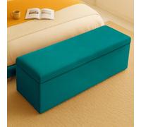 120Cm Plush Velvet Upholstered Emerald Green Ottoman Storage Box With Plain Lid - End Of Bed Bench / Deep Storage Chest