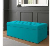 120Cm Sd Ottoman Storage Box, Teal Velvet Upholstered Chesterfield Storage Ottoman Box