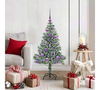 120cm Snowy Artificial Christmas Tree with 150 Warm White LED Lights PE Tips Indoor Outdoor Festive Decoration