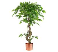 120cm Twisted Trunk Artificial Japanese Fruticosa Style Ficus Tree Copper Planter