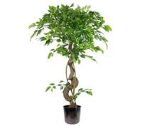 120cm Twisted Trunk Artificial Japanese Fruticosa Style Ficus Tree Metal Planter