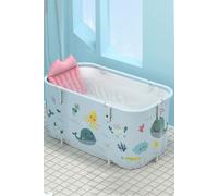 120cm W x 55cm D x 50cm H Large Portable Foldable Bathtub with Cushion Light Blue Living and Home Light Blue One Size