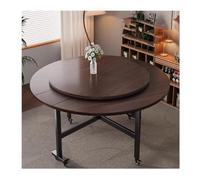 120cm Walnut Round Drop Leaf Dining Table with Wheels Extendable Space Saving Folding Kitchen Table Modern Design for Dining Room & Kitchen Perfect for Small Spaces