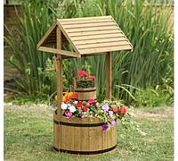 120cm Wooden Wishing Well Planter Marco Paul Light Tan One Size